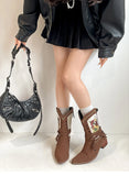 KYLETHOMASW  -  Vintage Ethnic Style Embroidery Woman Ankle Boots Shoes Ladies Elegant Thick Heel Western Cowboy Botas