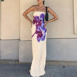 KYLETHOMASW  -  Summer New Floral Printed One-piece Robes Elegant Sleeveless Backless Slim Evening Dress Sexy Tube Top Floor-length Long Dress