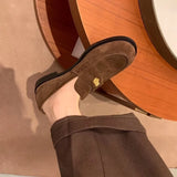 KYLETHOMASW  -  Fashion New Womens Suede Penny Loafers Women's Flats and Loafers,Low Heel Slip on Retro Лоферы Женские,Preppy Office Woman Shoes