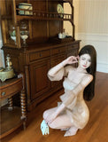 KYLETHOMASW  -  2025 Cinnamon Colored Custom High Gloss Yarn Super High-end Temperament Heavy-duty Handmade Floral Dress