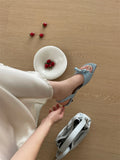 KYLETHOMASW  -  Women White Bowknot Slingback Sandals Summer Square Open Toe Low Heel PU Leather Elegant Casual Office Ladies Shoes