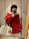 KYLETHOMASW  -  Sweater Pullover Women Autumn Winter Slash Neck Off Shoulder Loose Stretch Fashion Sweet Knitted Jumper Female Casual