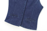 KYLETHOMASW  -  British Minimalist Women's Single Breasted Denim Vest Tank Tops Sleeveless Jacket Women