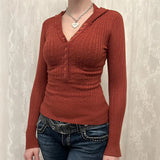 KYLETHOMASW  -  Casual Button Long-Sleeve T-Shirt Hoodie Knitwear for Women Autumn/Winter