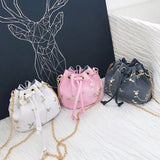 KYLETHOMASW  -  2024 Fashion PU Leather Floral Women Shoulder Bag Casual Bucket Lace Crossbody Bags for Female Shopping Party Bags