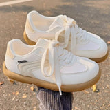 KYLETHOMASW  -  Women Retro Flat De Xun Sneakers Breathable Mesh Splicing White Beige Gum Sole Low Top Lace Up Casual Street Walking Shoes