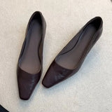 KYLETHOMASW  -  Leather Kitten Heels Pumps Shoes for Woman, Minimalist Office Slip on Zapatos Para Mujer,Elegant Footwear Chaussures Pour Femmes