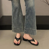 KYLETHOMASW  -  Summer Fashion Thin Low Heels Slippers Women Round Clip Toe Beach Casual Sandals Flip Flops Shoes Zapatos De Mujer