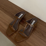 KYLETHOMASW  -  Summer Women Slipper Square Heels Sandals Square Toe Party Wedding Shoes Slip On Beach Slides Mujer