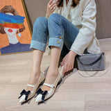 KYLETHOMASW  -  Fashion Elegant Pointed Toe Mary Jane Shoes for Women Retro Wedding Party Office Slip on Casual Women's Sandals Sandalias Mujer