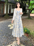 Kylethomasw Summer Spaghetti Strap Long Dresses Women Vintage Prints Elegant French Midi Dress Stylish Partywear Sexy Sleeveless Ropa Mujer