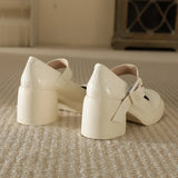 KYLETHOMASW  -  High Heels Women's Summer Word Belt Mary Jane Single Shoes Thick Heel Light Mouth Buckle High Heel Leather Shoes Women Pumps