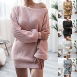 KYLETHOMASW  -  Trendy Long Sve Knitted Loose Sweater Dr One oulder Batswing Sle Spring Autumn Winter Commute Faion Single Piece