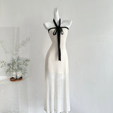 KYLETHOMASW  -  Women Knit Strapless Backless Bowknot Long Midi Dress 2025 Summer Sexy Night Club Party Evening Holiday Street White Dresses