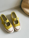 KYLETHOMASW  -  Thick Bottom Mary Jane Shoes Breathable Hollow out Canvas Versatile Summer New Style Metal Decorated Mid Heel Casual Women's Foo