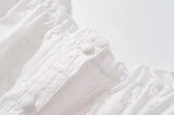 KYLETHOMASW  -  CHIC White Embroidery Lace Open Buttons Slash Shoulder Mini Dress Women Short Sleeve Slim Waist Dresses Holiday Robe Femme