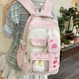 KYLETHOMASW  -  Cat Print Transparent Mochilas Mujer Sweet Large Capacity Mochila Fresh Sweet Bag New Teenage Girls Backpack Bags for Woman