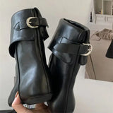 Black Ankle Boots For Woman Fall Short Shoes Casual Back Buckle Ladies Boots Low Heel Square Toe Designer Shoes Bottes Femme