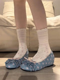 KYLETHOMASW  -  Polka Dot Mary Jane Shoes Women Sweet Ruffle Internal Elevation Shoes Ladies Soft Sole Slip on Daily Comfort Dress Footwear