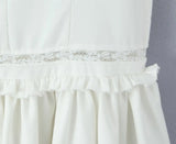 KYLETHOMASW  -  Sexy Beige White Lace Spliced Sling Dress Women Low waist A-line Summer Short Dresses Holiday Party  Robe Cotton