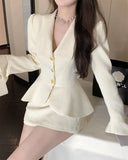 KYLETHOMASW  -  Pure Desire Autumn New Item Single Breasted Fit Jacket Women High Waist Half Slim Short Skirt Design Sense Set