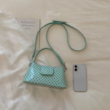 KYLETHOMASW  -  Women Sweet Polka Dot Patent Leather Underarm Bag Small Flap Design Single Short Handle Shoulder Bags Cute Daily Dating Handbags