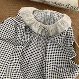 KYLETHOMASW  -  Lace Crew Neck Plaid Flower Print Pajamas Set Loose Casual Korean Sweet Plus Size Women's Pajamas Autumn Winter New Loungewear