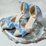 KYLETHOMASW  -  Party Shoes Woman Trend 2025 Blue High Heels Woman Pearl Lolita Shoes Y2K Heel Woman Summer Shoes 2025 Mary Jane Slingback