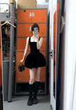 KYLETHOMASW  -  Black camisole dress, women's new summer French waist cinched small black skirt, fluffy short skirt  bodycon dress