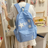 KYLETHOMASW  -  Plaid Star School Backpack Large Capacity Mochila Travel Mochilas Shopper Bag Student Bolsas Feminina Daily Casual Backpacks