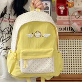 KYLETHOMASW  -  Women Students Kawaii Sweet Backpack Contrast Color Y2k Dots Schoolbags Japanese Cute Cat Wings Preppy Backpacks High-capacity