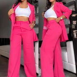 KYLETHOMASW  -  Three Sisters Autumn New Style Women's Elegant Pure Color Lapel Slim Personality Straight Trousers Two-piece Suit Women