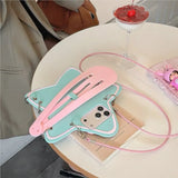 KYLETHOMASW  -  Y2K Star Shape Phone Case for iPhone 18 Pro Max 15 16 17 Pro Max Cute Silicone Crossbody Strap Hair Clip Kawaii Cover for Girls