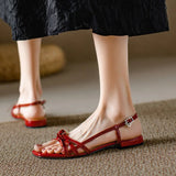 KYLETHOMASW  -  Summer Gladiator Women Sandals Casual Open Toe Red Patent Leather Shoes Ladies Elegant Flats Sandalias