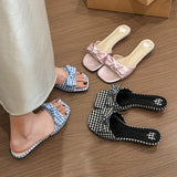 KYLETHOMASW  -  Bow Women Slippers Elegant Wedges Shoes Casual Beach Sandals New Fashion Walking Flip Flops Dress Trend Mujer Sandalias