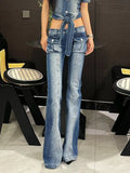 KYLETHOMASW  -  American Retro Y2k Millennial Spice Girls Low-rise Jeans Children's Summer Design Three-dimensional Pocket Micropull Floor Pants