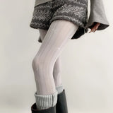 KYLETHOMASW  -  Nighttime Classroom Grey Tights Women's Spring Autumn Style Retro Hollow Vertical Stripe Socks  Knot Printed Base La...