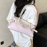 KYLETHOMASW  -  Korean Style Polka Dot Small PU Leather Top Handle Bag Ladies Contrast Color Shoulder Crossbody Bags New Trend Handbag