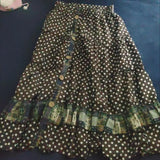 KYLETHOMASW  -  Vintage Mori Girl Style Polka Dot Patchwork Plaid Midi Skirt Womens A-line High Waist Kawaii Brown Ruffle Long Skirt Fall Winter