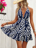 KYLETHOMASW  -  Women's Dresses New Summer Sexy V-neck Backless Sleeveless A-Line Dress Fashion Bandage Halter Female Club Party Elegant Dresses