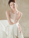 KYLETHOMASW  -  Luxury Solid Womens Long Dresses Sexy Elegant Ruffles Blue Chic Evening Dress Slim Fit Whit Canisole Green Mermaid Vestidos