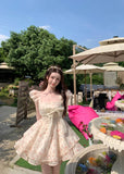 KYLETHOMASW  -  Casual Beach Y2k Mini Dress Women Vintage Sweet Short Sleeve Dress One Piece Dress Korean Fashion Summer Japanese Kawaii