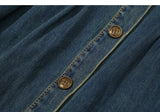 KYLETHOMASW  -  Autumn Spring New Design Vintage High-Waisted Long Denim Dress Women Single Breasted Slim Waist Pleated Mid-Length Dresses