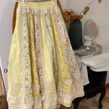 KYLETHOMASW  -  Print Floral Women Skirts Spring Autumn Japanese Style Girls Long Skirt A-line Vintage Sweet High Waist Faldas Mujer