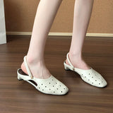 KYLETHOMASW  -  Hollow Women's Sandals Heels Slippers Beach Mules Shoes 2025 Summer Trend Chunky Leather Shoes Casual Flip Flops Mujer Slides