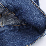 KYLETHOMASW  -  Dark Wash Denim Jacket with Removable Faux Fur Collar Women Cropped Long Sleeve Casual Y2K Korean Fashion Cowboy Coat