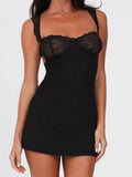KYLETHOMASW  -  Solid Lace Spliced A-Line Women Mini Dresses Backless Design Sexy Fashion New Summer Hottie Dresses