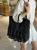 KYLETHOMASW  -  Sweet Ruffled Shoulder Armpit Bag 2025 Spring and Summer New Large Capacity Student Class Bag Fashionable Tote Bag