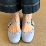 KYLETHOMASW  -  Retro Rhinestone Buckle Ballet Flas Women Hollow Comfort Casual Shoes Shallow Soft Sole Fashion Round Toe Mary Jane Shoes Women