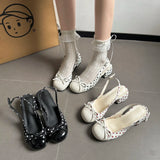 KYLETHOMASW  -  Sweet Style Polka Dot Bow Thick Heel Shallow Mouth Single Shoes Spring New High-heeled Mary Jane Shoes with Single Strap
